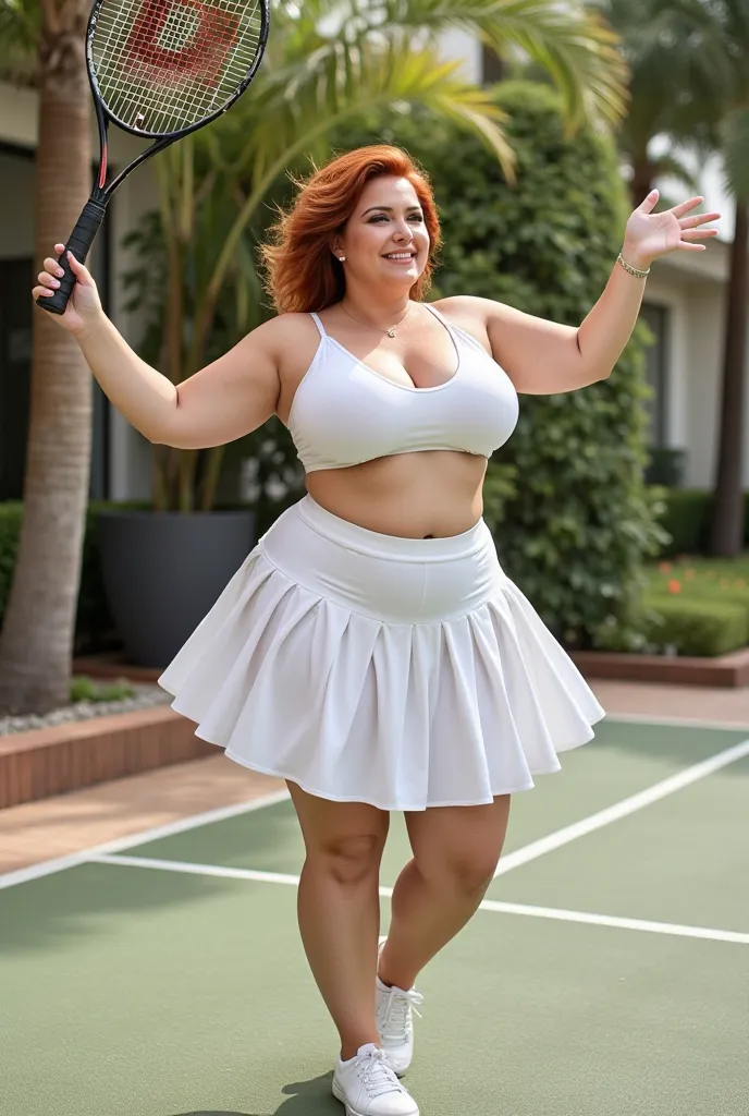 A sexy 65-year-old grandmother,   Has a plus-size body with generous curves ,  curvilinear,  voluptuous,   with an hourglass figure  , her huge hips  , Her slim waist,   her thick legs  , her huge ass,   Her large breasts  ,   She has white skin with red h...