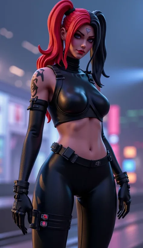 Fortnite Helsey in black leggings