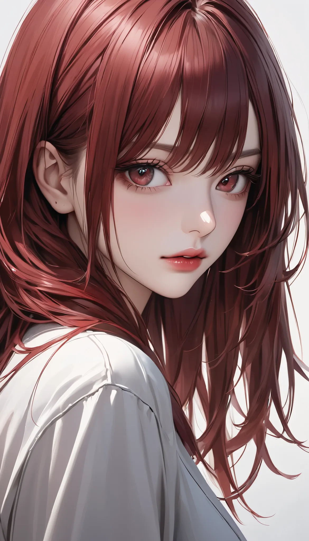 super realism, \dark red hair\