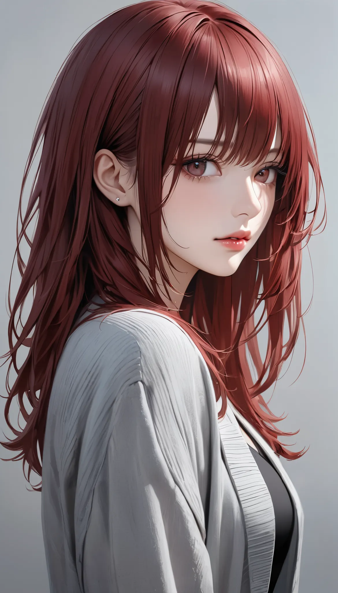 super realism, \dark red hair\