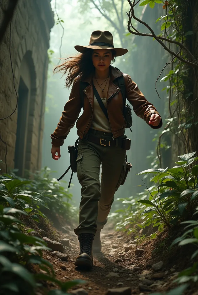 Use the previous image and put text “Jovana Šović and the lost USB” in indiana jones font/style