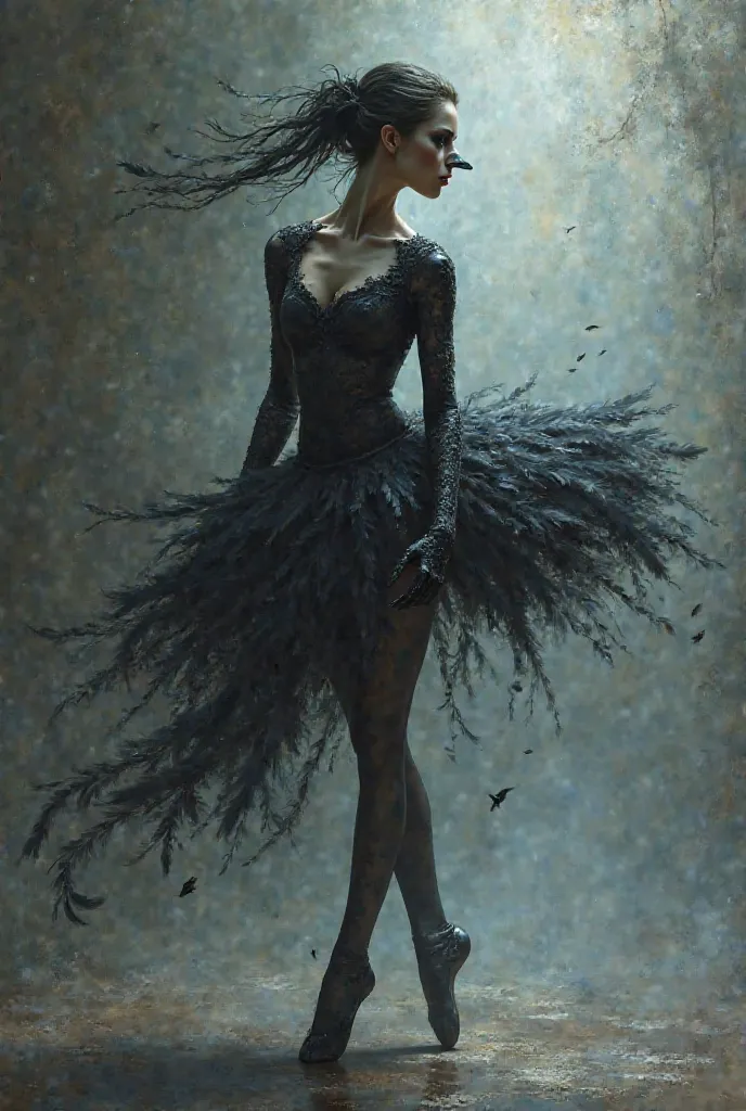 A fusion between a ballet dancer and a terrifying black swan 