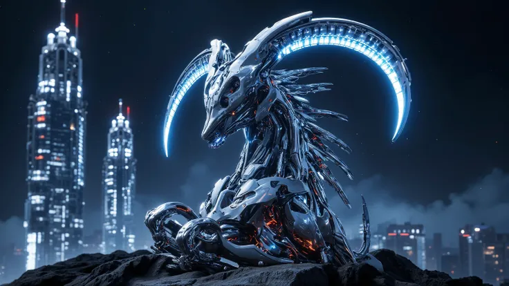 Ultra-detailed, cinematic 4K, a cyberpunk Capricorn zodiac symbol (♑) displayed as a high-tech, neon-blue metallic insignia. The emblem’s sleek edges are lined with pulsating AI-powered circuitry, and it appears to float above a futuristic digital landscap...