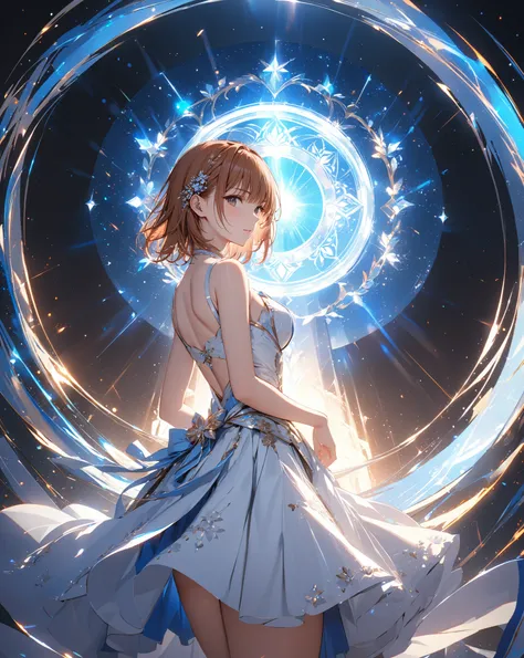 A Glowing Portal, (Misaka Mikoto), masterpiece, highest quality, UHD, retina, masterpiece, accurate anatomy, super detailed, high quality, best quality, 8k