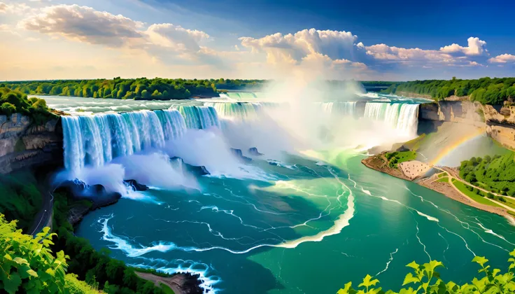 (Best Quality),(masterpiece:1.2),(very well detailed:1.2), Ultra High Resolution ,RAW color photos,8k, Expansive Landscape Photos ,Spectacular landscapes,realistic pictures,Detailed photos,written boundary depth,sharp concentration, in the cloud,(Niagar...