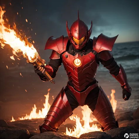 Sea Fire King's Red Metal Armor