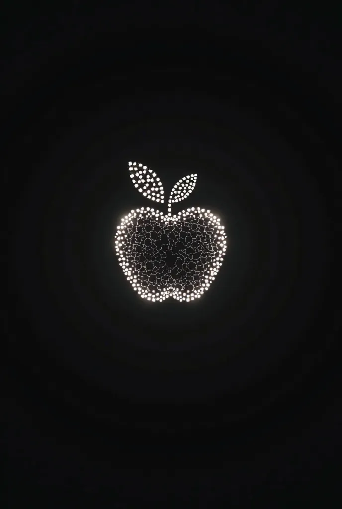 [Minimalist Logo Design] [Technology Exploration Theme] footprint composed of glowing hexagonal dots negative space with hidden apple leaf silhouette Fibonacci sequence point arrangement smooth gradient radiation edges monochromatic high contrast dynamic p...