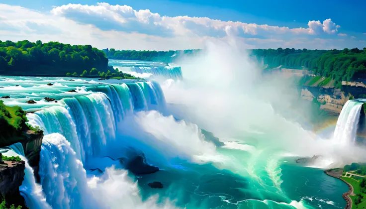 (Best Quality),(masterpiece:1.2),(very well detailed:1.2), Ultra High Resolution ,RAW color photos,8k, Expansive Landscape Photos ,Spectacular landscapes,realistic pictures,Detailed photos,written boundary depth,sharp concentration, in the cloud,(Niagar...