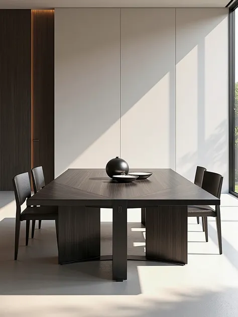  photo of furniture, dining table set , minimalist design , black wood