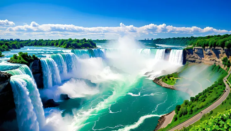 (Best Quality),(masterpiece:1.2),(very well detailed:1.2), Ultra High Resolution ,RAW color photos,8k, Expansive Landscape Photos ,Spectacular landscapes,realistic pictures,Detailed photos,written boundary depth,sharp concentration, in the cloud,(Niagar...