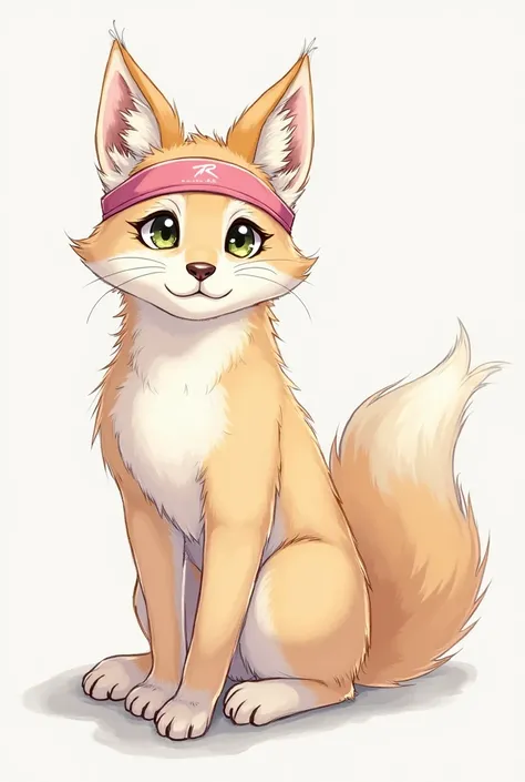 there is a drawing of a cat with a headband on, a pastel by Shingei, pixiv, furry art, holo is a wolf girl, holo if a wolf girl, female furry mini cute style, female fursona, an anthro wolf, renamon, furry art!!!, anatomically correct vulpine, sfw version,...