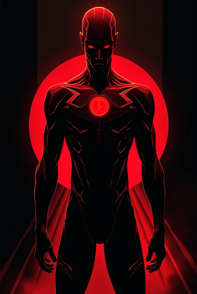 dr. Manhattan in red color black and white image on a black background design is not the most realistic