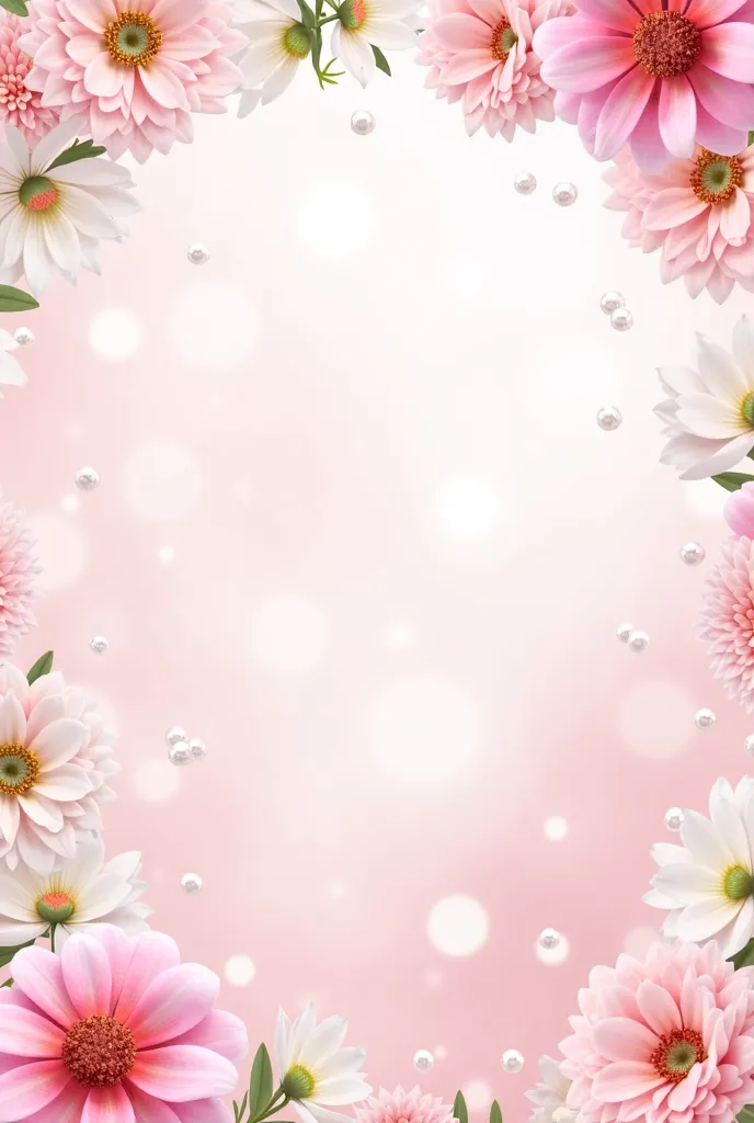 Make an A3 banner, write"ecclesia presents- floraison" add baby pink flowers, white flowers, pearls, vibes in the backdrop