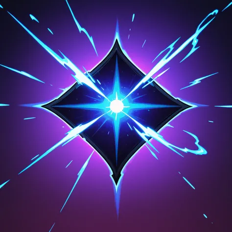 A highly detailed and vibrant skill icon in the style of Mobile Legends: Bang Bang. The icon is square with glowing, dynamic visual effects. It features a powerful energy blast in bright blue and purple, surrounded by electric sparks and swirling auras. Th...