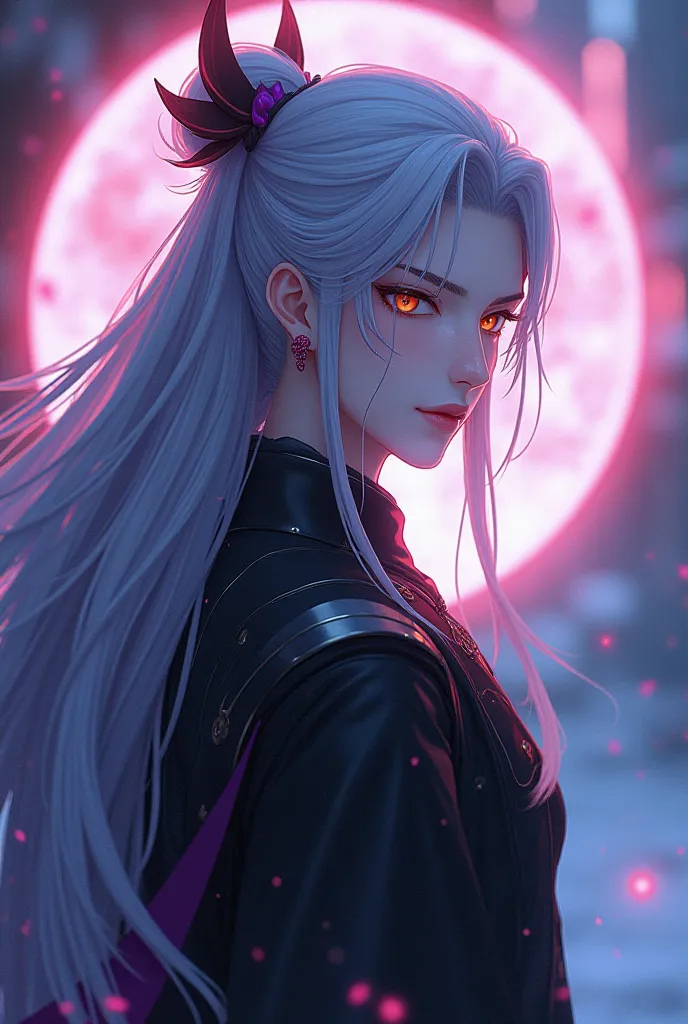 Full body image, handsome  protagonist Xianxia , ,long silver hair ,handsome face,dual colour eyes,double pupil color(golden amber menacing right eyes((make amber color is  shining more)),blue sky calm left eyes((blue color like sea))) calm face aura,no sm...