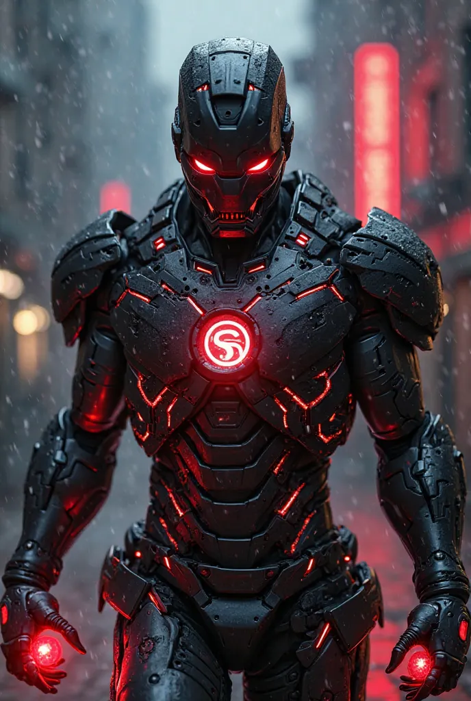 1.  style:
Fantasy art on the chest with elements of, dark fantasy , high-tech dystopian style. Aggressive lighting, dark surroundings.

2. Image:
High-tech armored character, realism inspired by Iron Man, but with a darker and more frightening. Black and ...