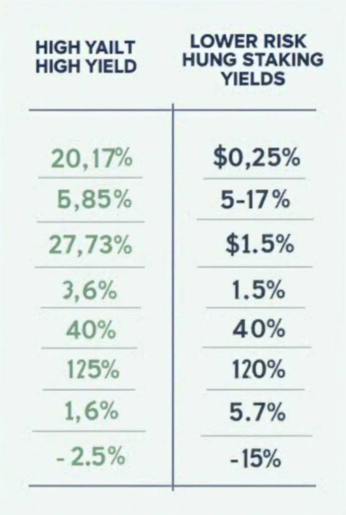 Image: A table comparing vault returns (20-70%) vs. staking (5-15%) over a year.

