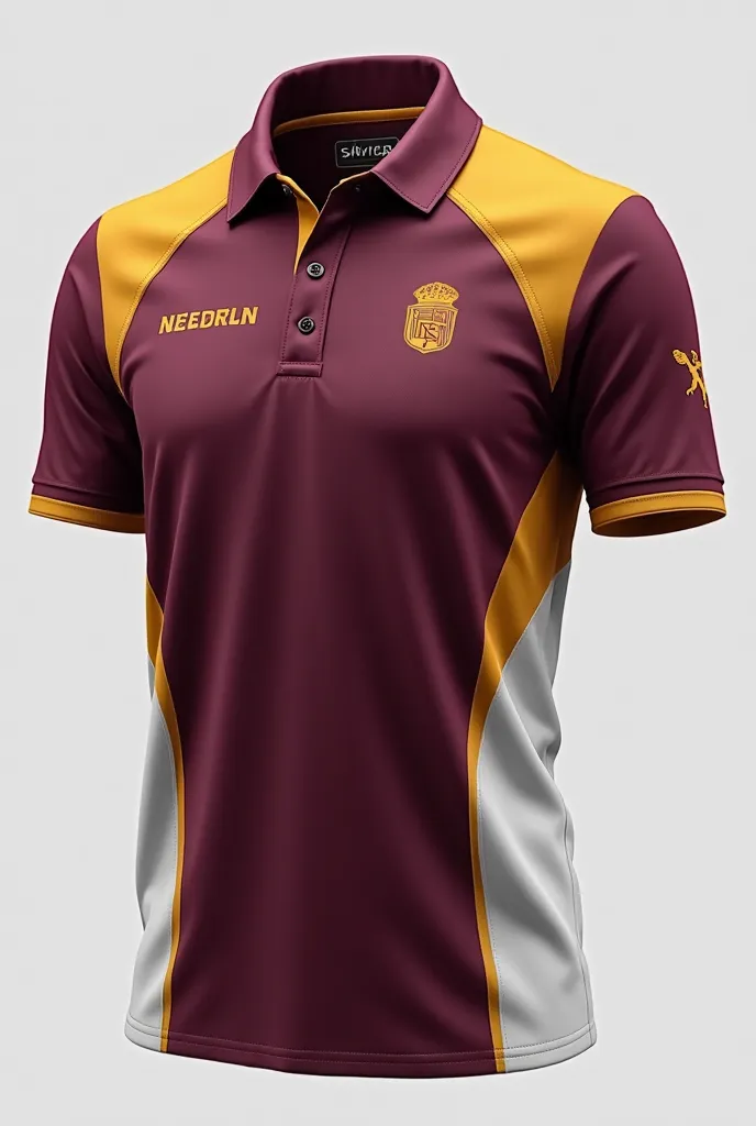 Polo Jersey Layout Design with color Marron, Gold and white Front View and Back View 