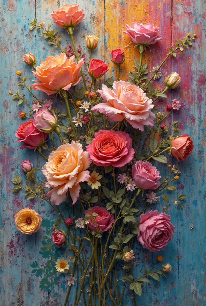 Entangled flowers on a paint palette