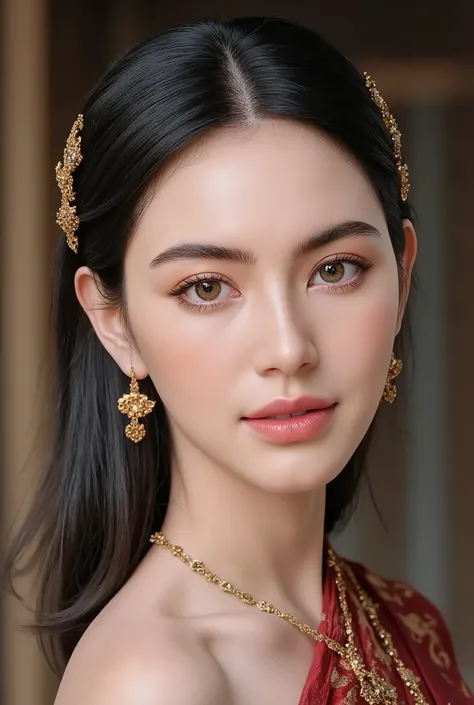 (masterpiece), breathtaking ancient woman, (ancient dress), (close up portrait), ((long flowing hair)), neat and ordery hair, (frontal view), highlighted intricate details, ultra detailed facial features, harmonious color palette, showcasing grace and beau...