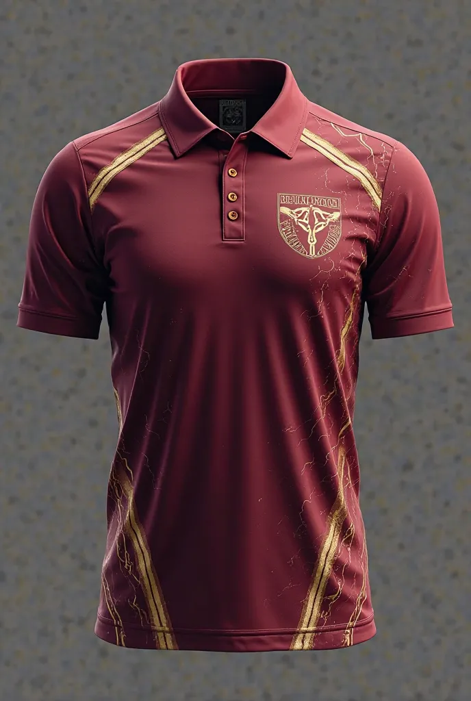 Make a Front View and Back View of Polo Jersey Design for Electrical with Color Marron, Gold and White