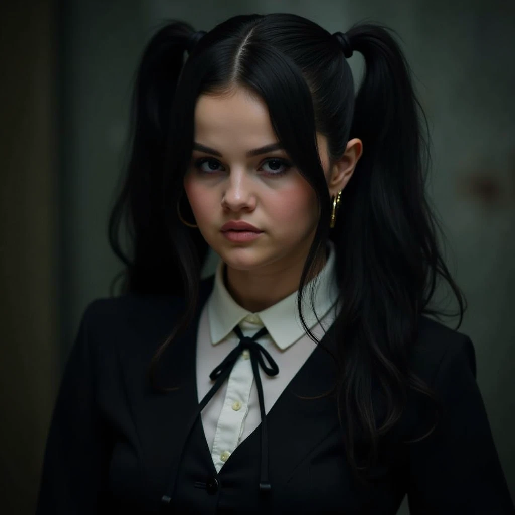 selena gomez wearing wednesday addams