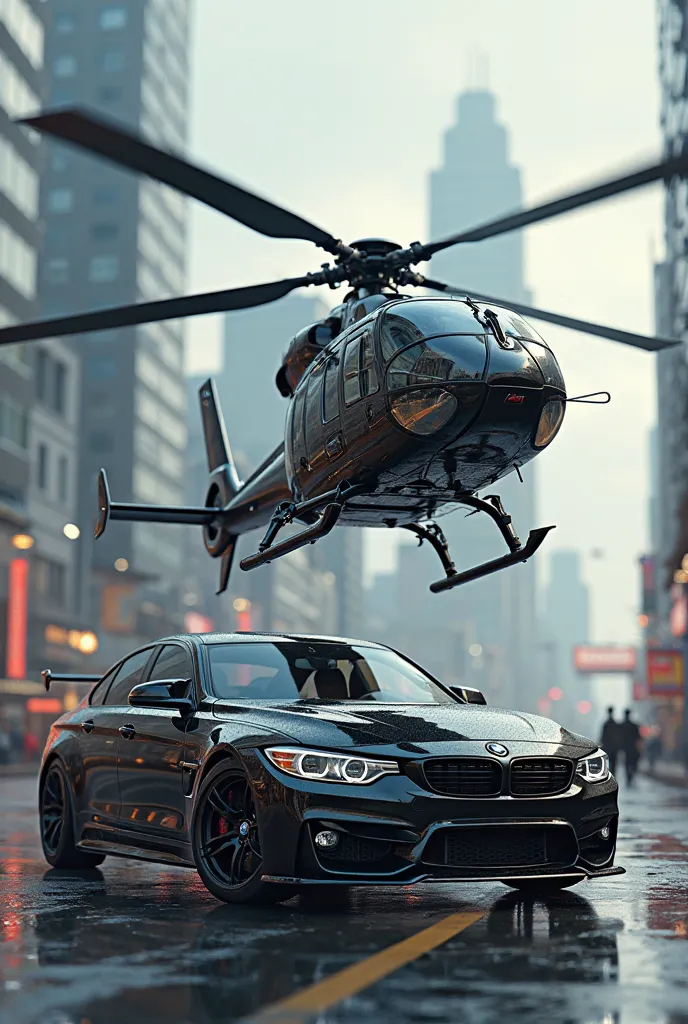 Image of a BMW M35 vehicle with a helicopter on its side 