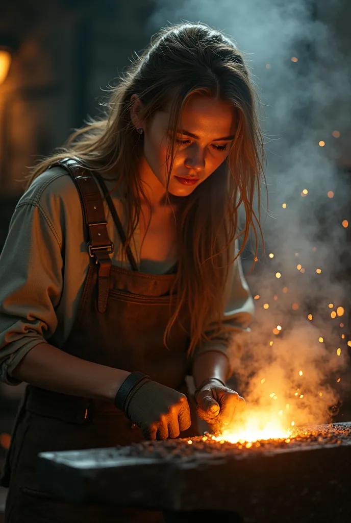 beautiful girl in the forge