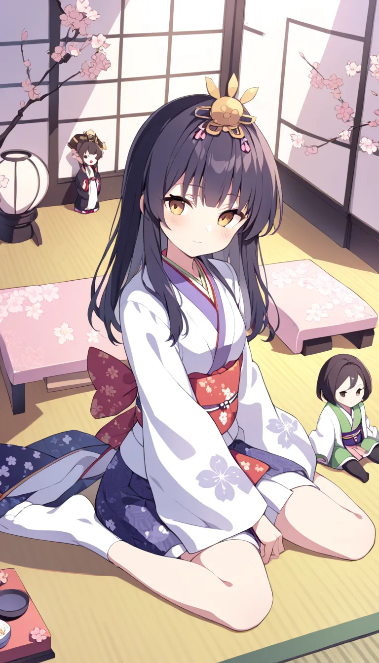 Hinamatsuri, Doll's Festival, A room in an old Japanese house, wariza, Dutch Angle