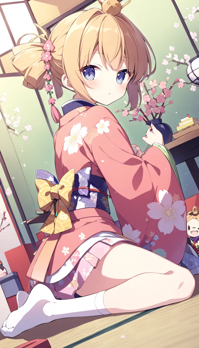 Hinamatsuri, Doll's Festival, A room in an old Japanese house, wariza, Dutch Angle