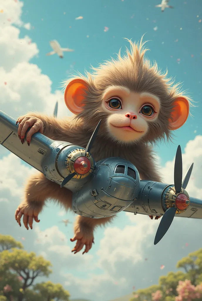 Merge the monkey from before with this plane 