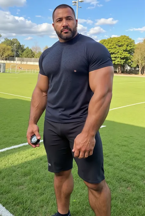 Masterpiece, Accurate, Award Winning, Best Quality, Extremely Detailed, 8K, HD, Super-Resolution, Dynamic Depth of Field, Photorealistic, Full Coloured, Realistic Skin and Hair Texture, ((a 35-year-old, short-haired, dark-skinned Polynesian PE teacher with...