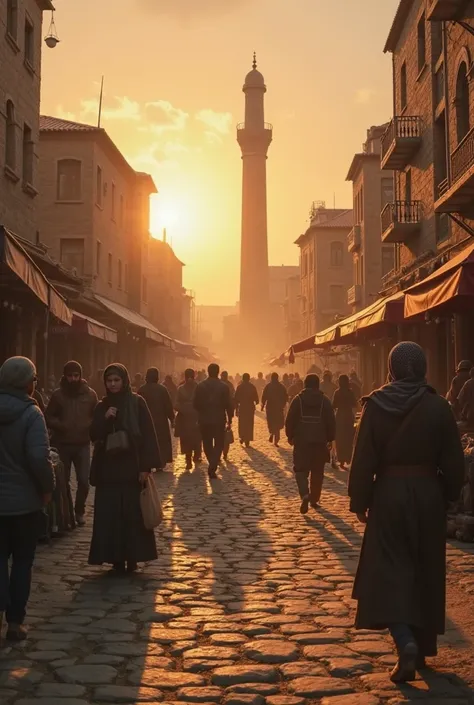  Scenario title : "Mosul through time"

(The scene begins with quiet historical music, showing ancient aerial footage of Mosul with the sounds of an old market in the background.)

the narrator:
"Here is Mosul... , the city of civilizations and ancient his...