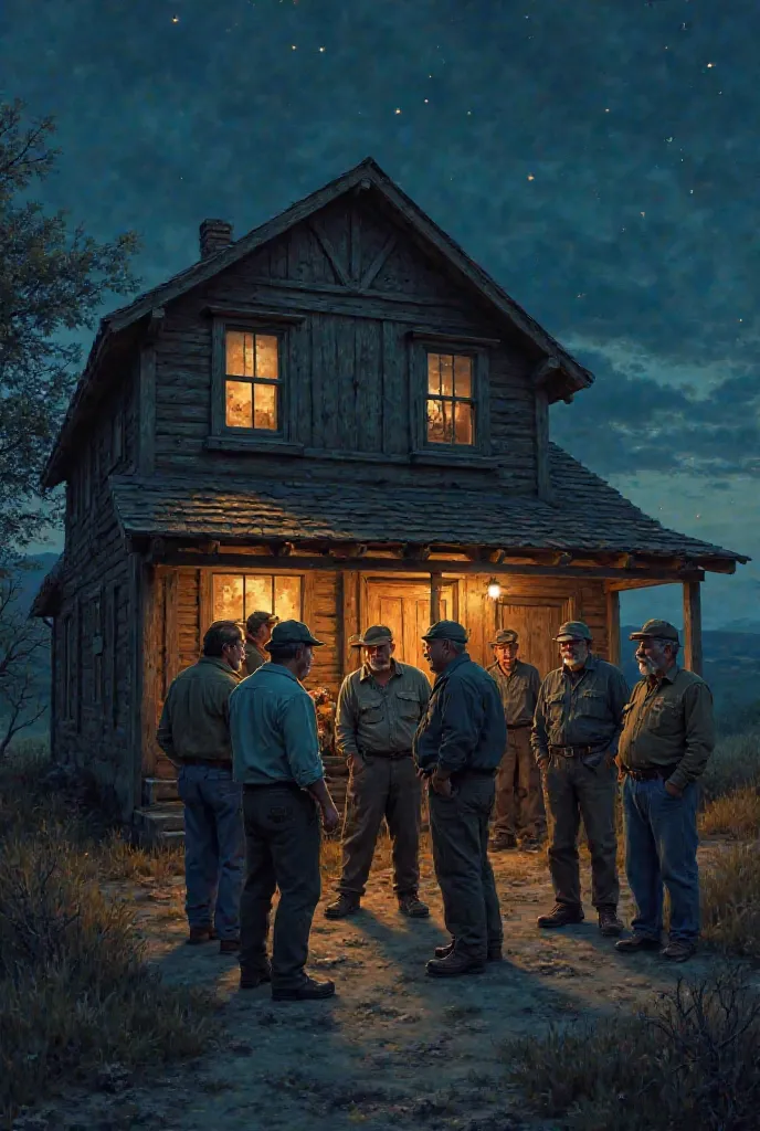 group of man outside of house in night 