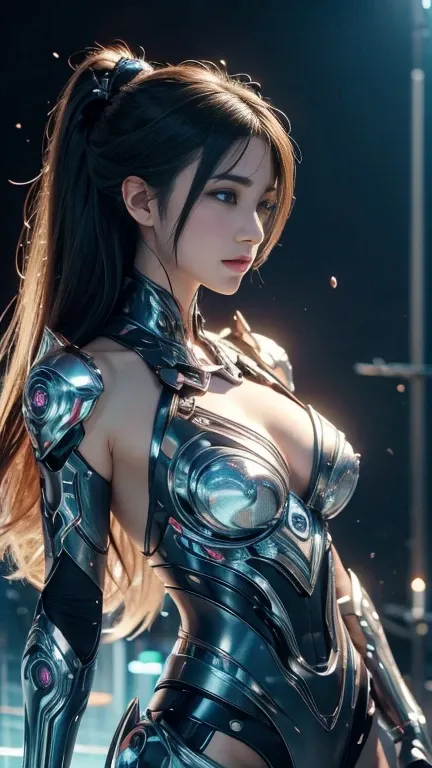  Intricate and Decorative Animated CG Style, Ultra-detailed fantasy characters, 4K highly detailed digital art, Hmm、Carol in the back,  宇宙のサイボーグgoddess , illuminating a beautiful piece of digital art, 2. 5d cgi anime fantasy artwork created by ultra-high p...