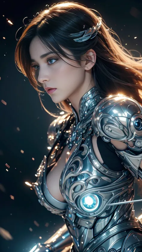  Intricate and Decorative Animated CG Style, Ultra-detailed fantasy characters, 4K highly detailed digital art, Hmm、Carol in the back,  宇宙のサイボーグgoddess , illuminating a beautiful piece of digital art, 2. 5d cgi anime fantasy artwork created by ultra-high p...