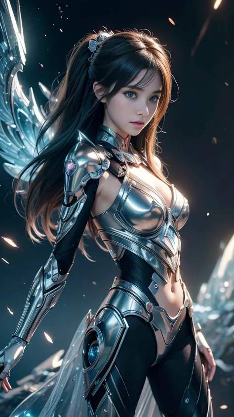  Intricate and Decorative Animated CG Style, Ultra-detailed fantasy characters, 4K highly detailed digital art, Hmm、Carol in the back,  宇宙のサイボーグgoddess , illuminating a beautiful piece of digital art, 2. 5d cgi anime fantasy artwork created by ultra-high p...