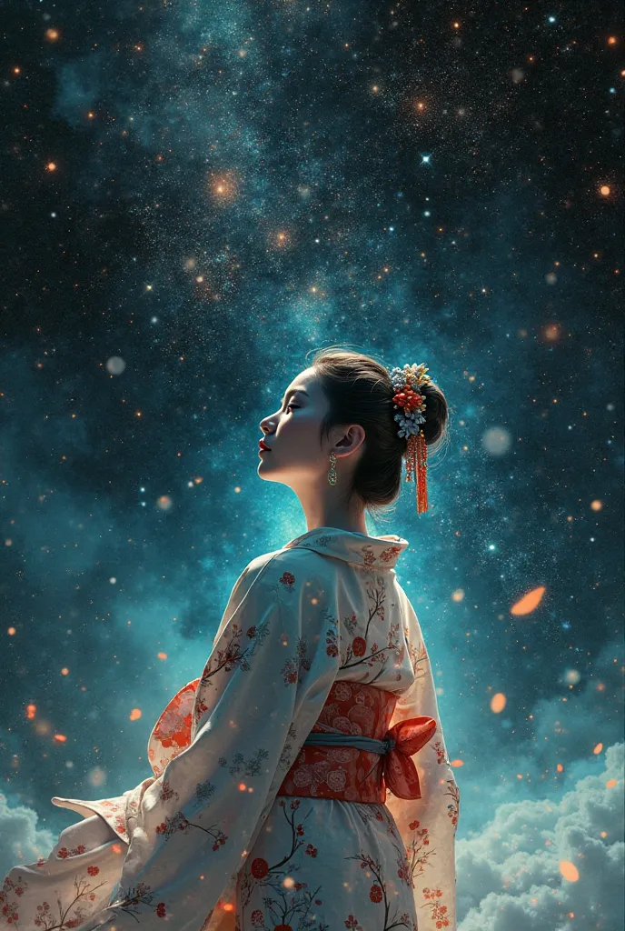 Generate image of Japanese lady in space