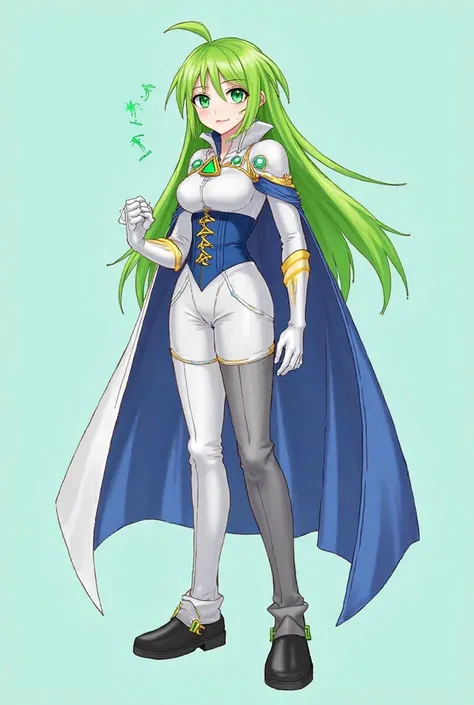 Blurred:
height:
152 cm.
race:
 Phantom .
Appearance:
Green long hair and two bright green eyes. x} The whiteness before the eyes also has a grayer green color. There is a white bandage on the right side of her face because it's beautiful.
Her white suit, ...