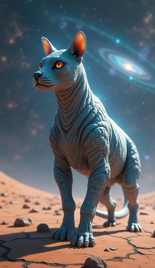 Alien cat rhino desert galaxy space standing body 