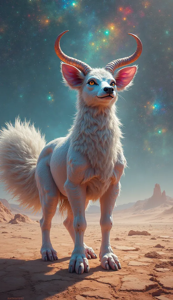 Alien fox cow desert galaxy space standing body 