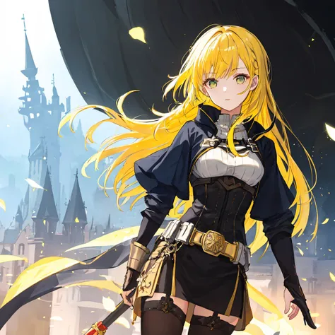 girl, yellow hair, A slightly close composition, fantasy, Superpower