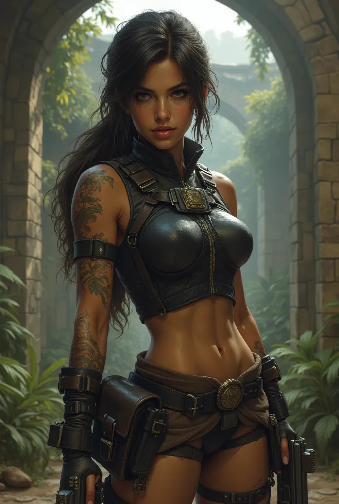 Lara Croft in tight leather suit 