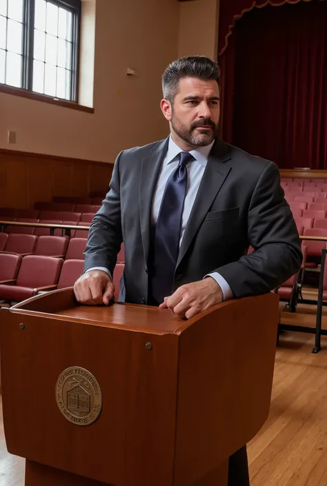 Masterpiece, Accurate, Award Winning, Best Quality, Extremely Detailed, 8K, HD, Super-Resolution, Dynamic Depth of Field, Photorealistic, Full Coloured, Realistic Skin and Hair Texture, ((a 35-year-old, stern-looking Hispanic school principal with tanned s...