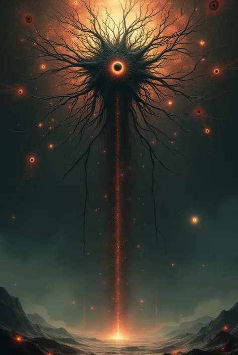 A neuron god, branching out through ren in their image and likeness through emptiness, everyone has a single eye. people attached and connected to it.