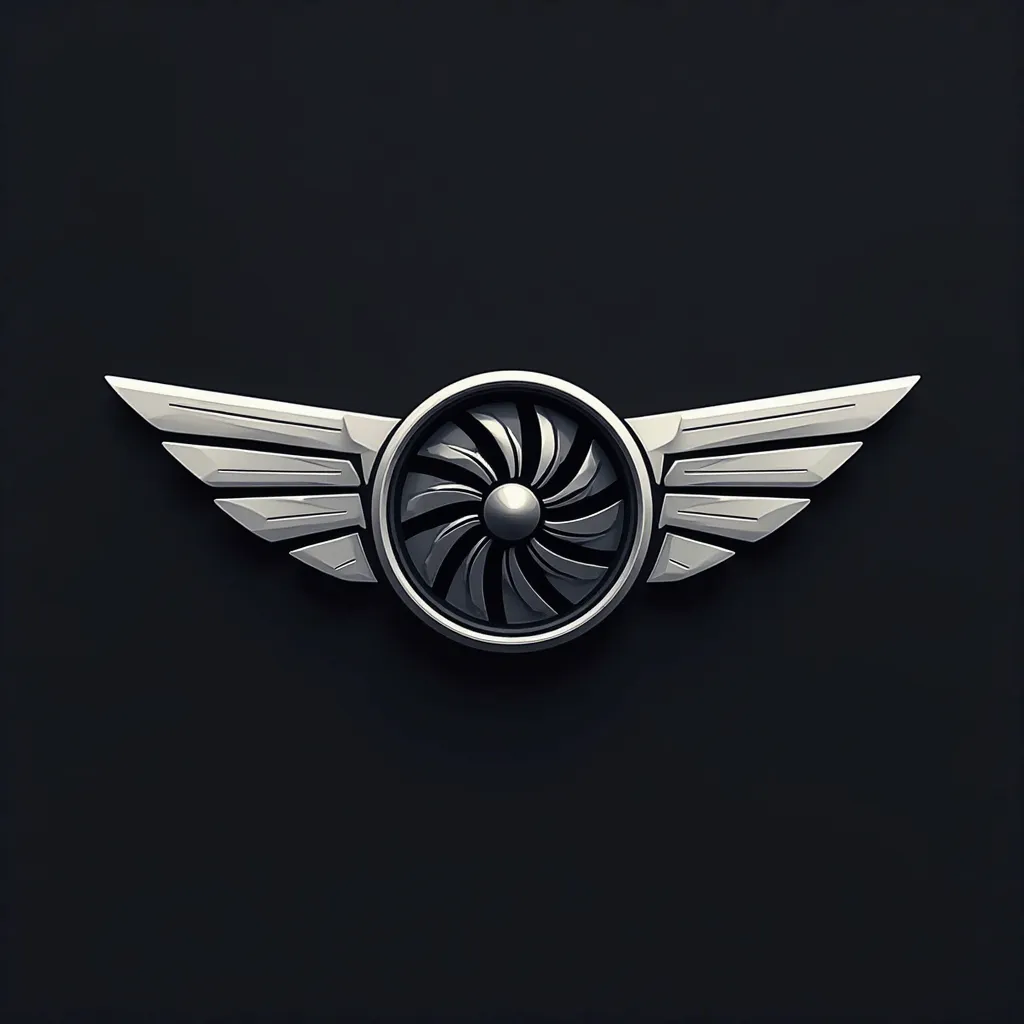 make me a wing of a plane logo with fan in the middle similar to the previous picture