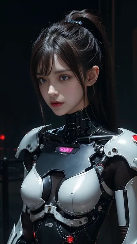 quality, tmasterpiece, Ultra HigH resolution, ((realisticlying: 1.4), raw PHoto, 1 Cyberpunk Girl,  GLOSY GLOSY SKIN  , 1 mecHanical girl, (Ultra realistic Details)), Mechanical Limbs, Tubes attacHed to mecHanical parts, MecHanical vertebrae attacHed to tH...