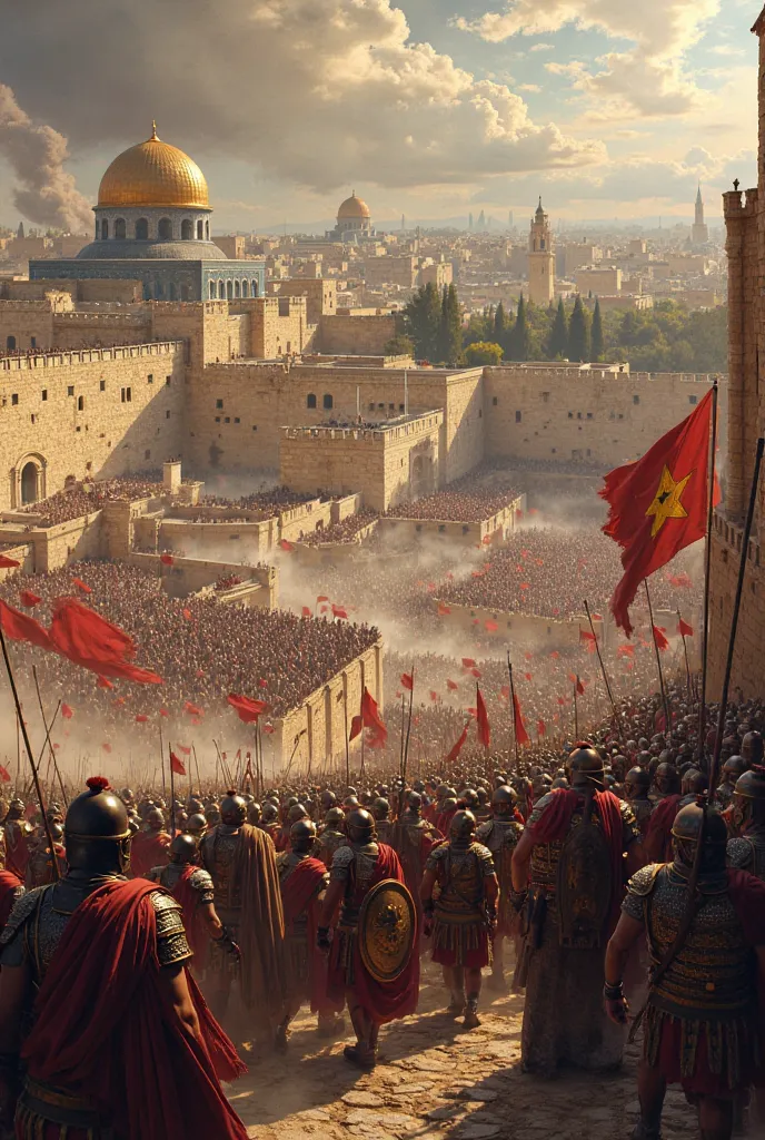 Roman soldiers besieging the city of Jerusalem