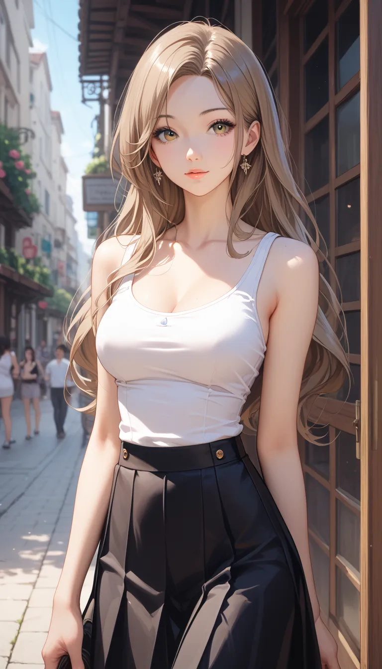 masterpiece, best quality, ultra-detailed, 8k, intricate details, わきDownを見せない, Down, no background, becomes transparent when you look at it {x}, PE, front view, cowboy shot, perfect and beautiful face, beautiful breasts,  Read more, slim, lightbrown long h...