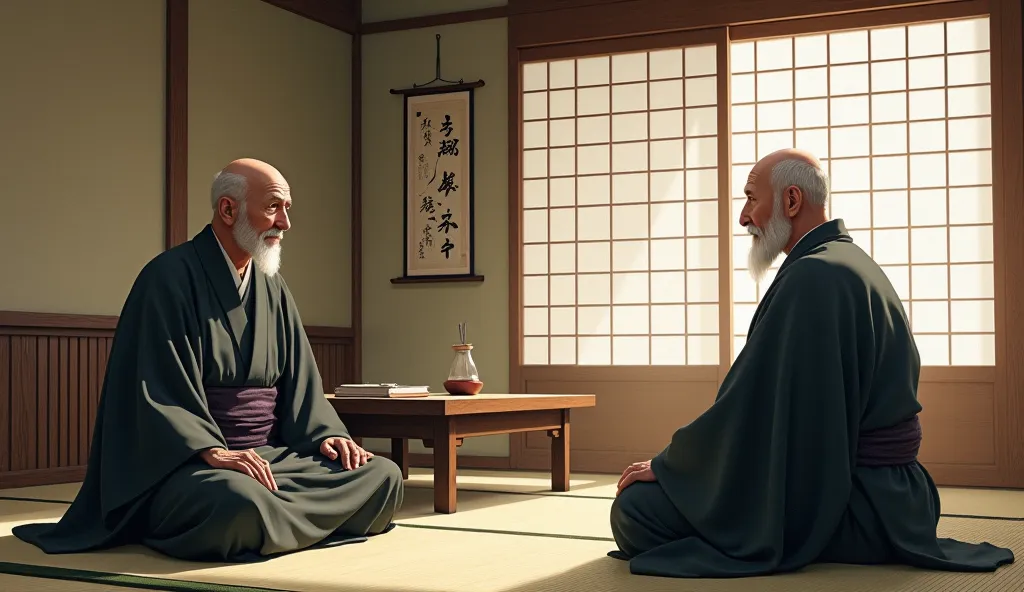 2 Japanese masters, In a living room 